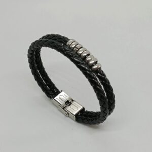 Black braided leather bracelet